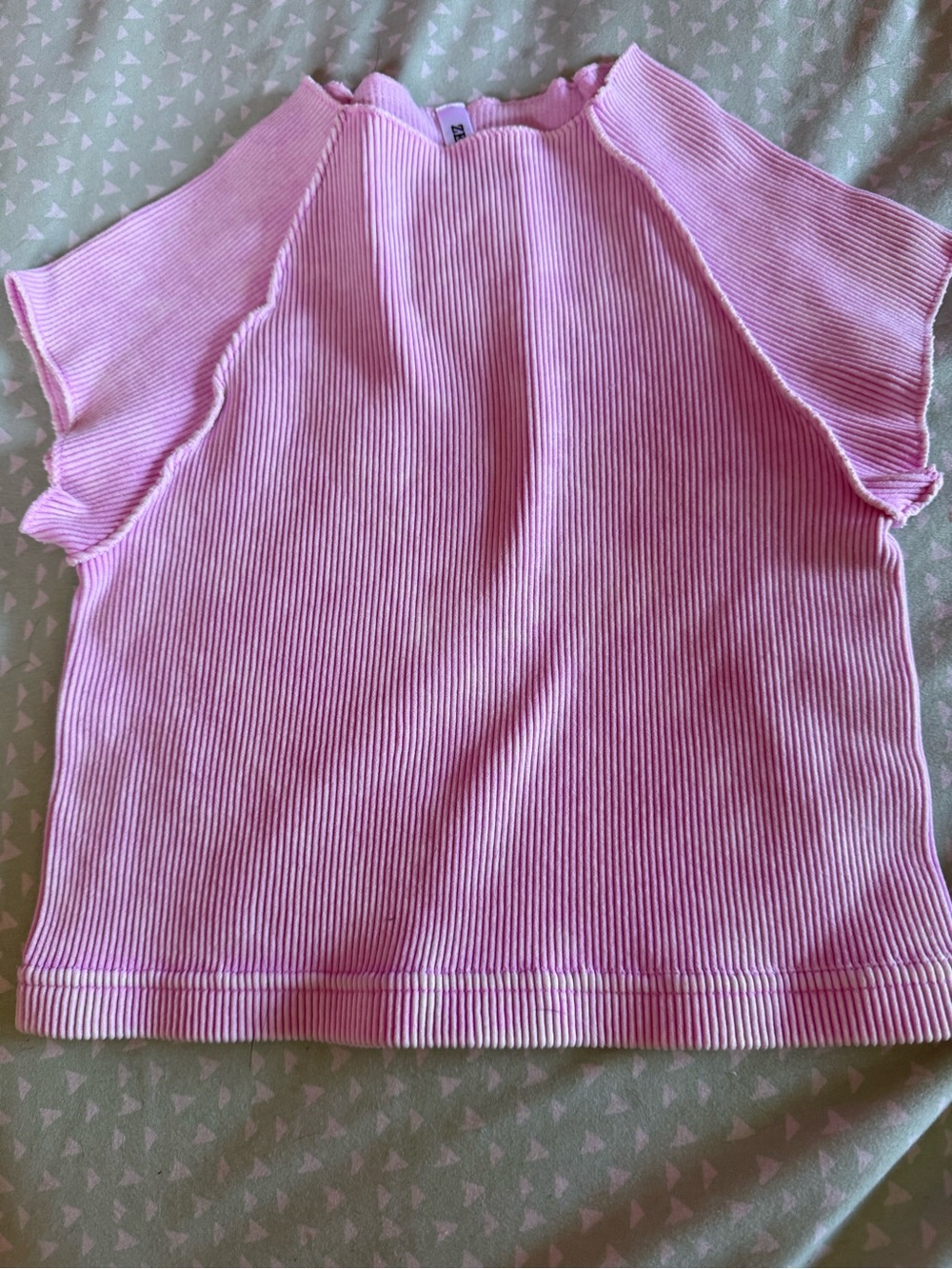 Zenana Outfitters Pink Ribbed Short-Sleeve Tee